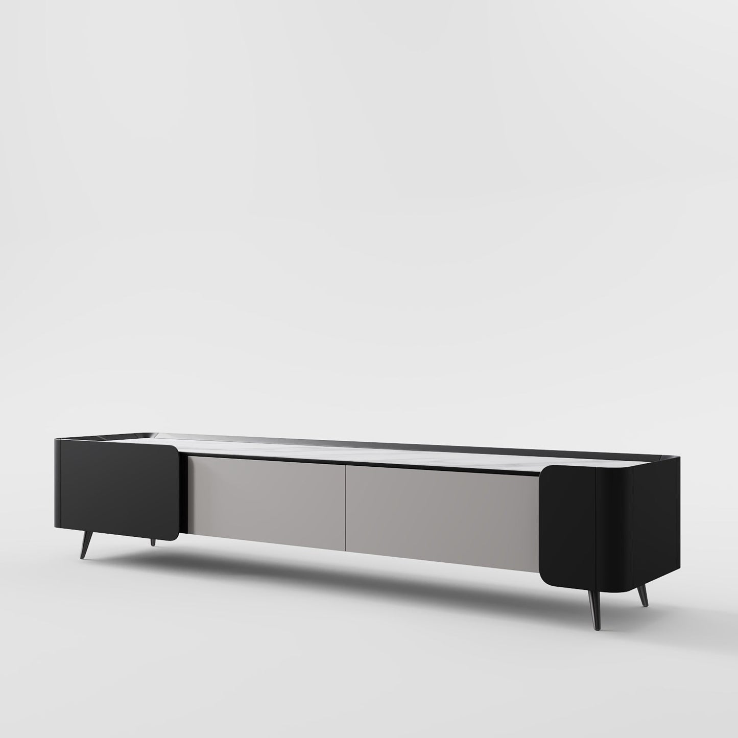White Slatted Console with Black X-Base