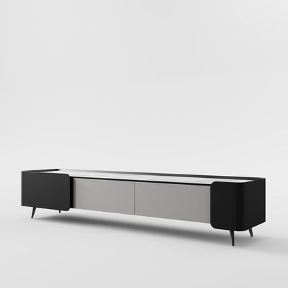 White Slatted Console with Black X-Base