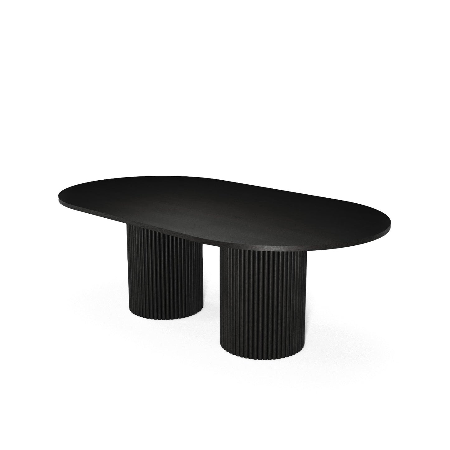 The Pantheon Oval Table: Modern Architectural Centerpiece in Charred Oak