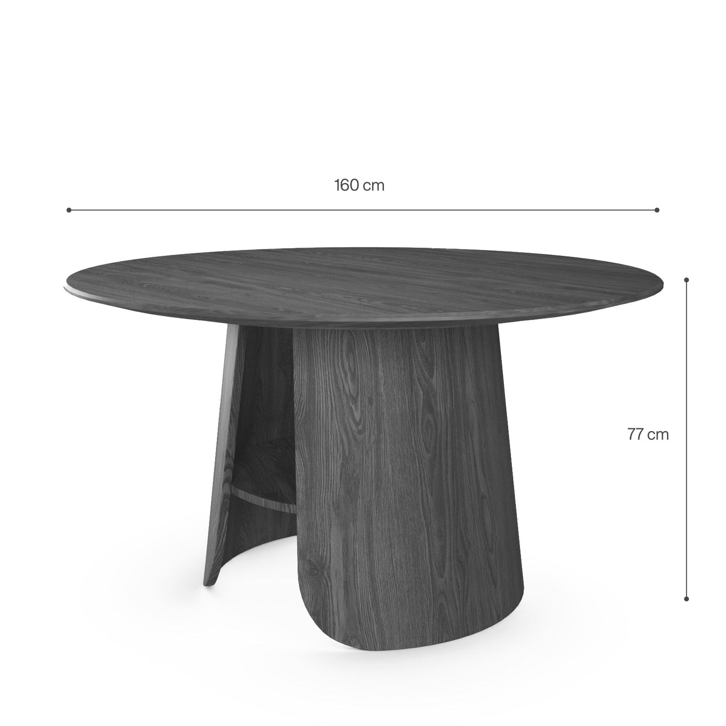 Contemporary Round Natural Oak Dining Table with Fluted Pedestal Base