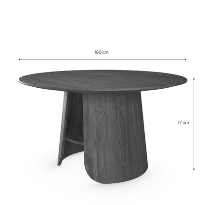 Contemporary Round Natural Oak Dining Table with Fluted Pedestal Base