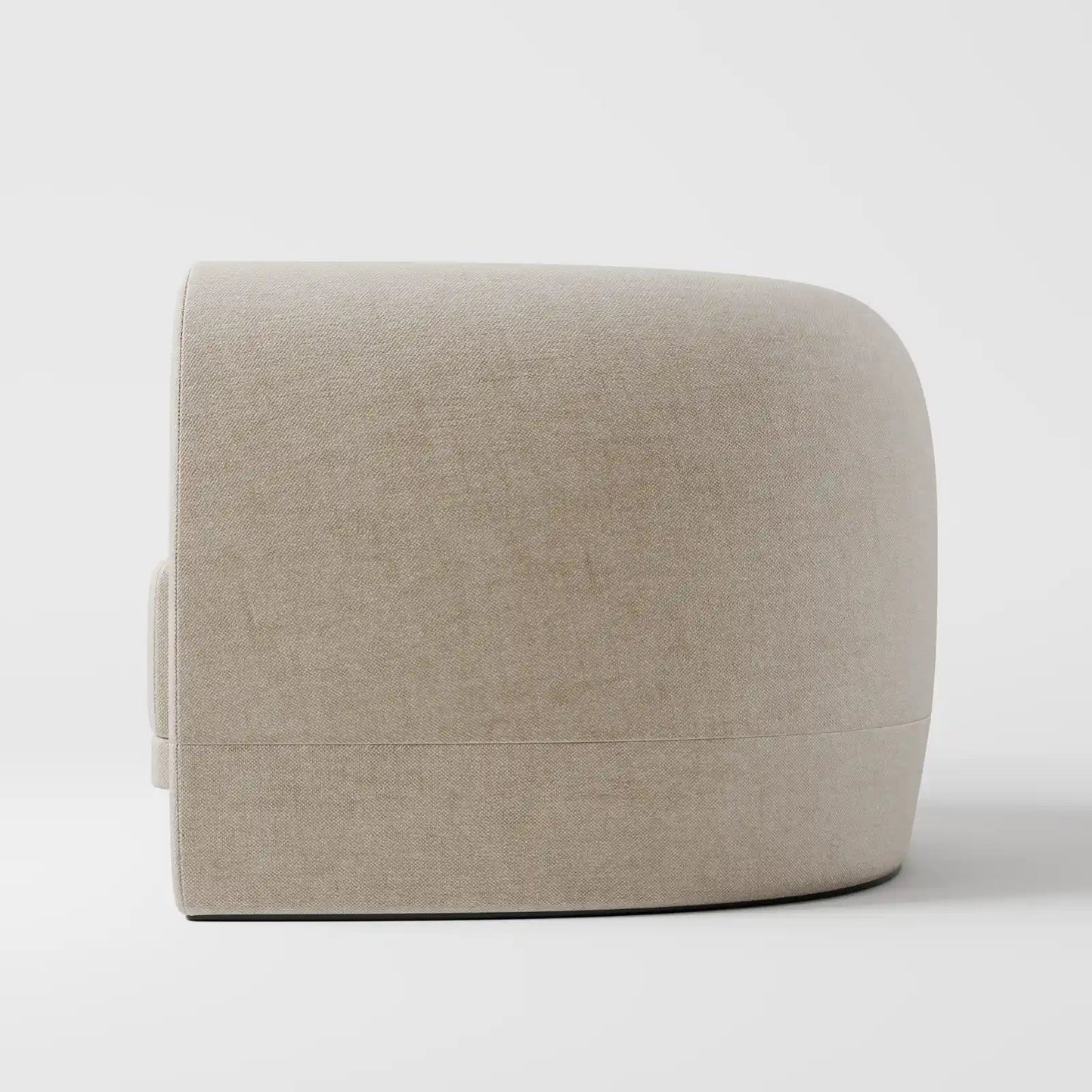 Organic Modern White Bouclé Armchair with Sculptural Wood Base