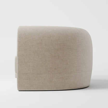 Organic Modern White Bouclé Armchair with Sculptural Wood Base