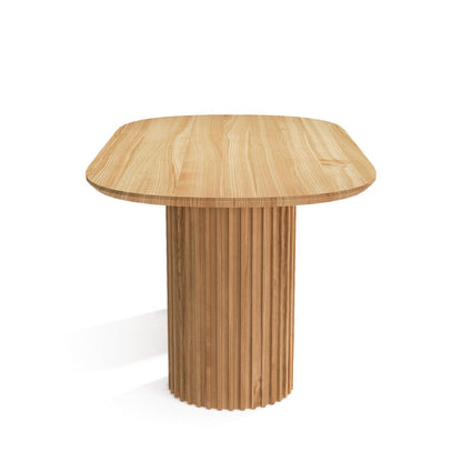 The Augustus Oval Table: Modern Architectural Centerpiece in Fluted Oak