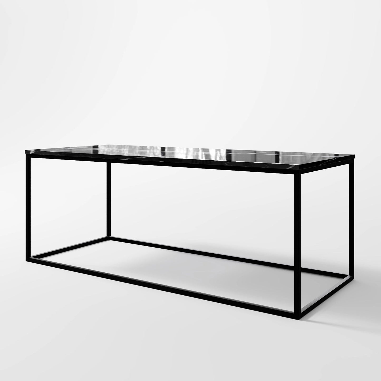 Contemporary Rectangular Black Marble Coffee Table