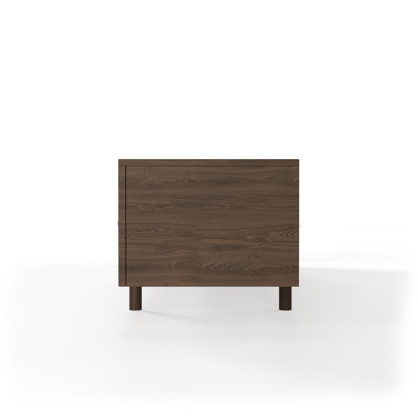 Mid-Century Modern Dark Wood Media Console with Open Shelves