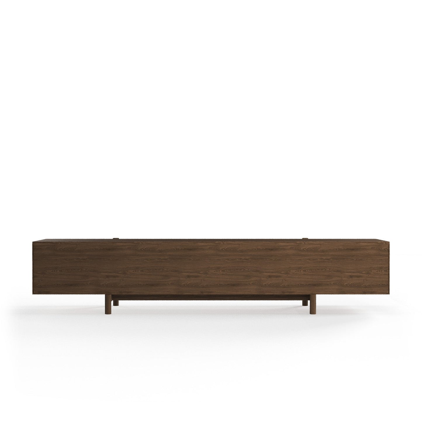 Mid-Century Modern Dark Wood Media Console with Open Shelves