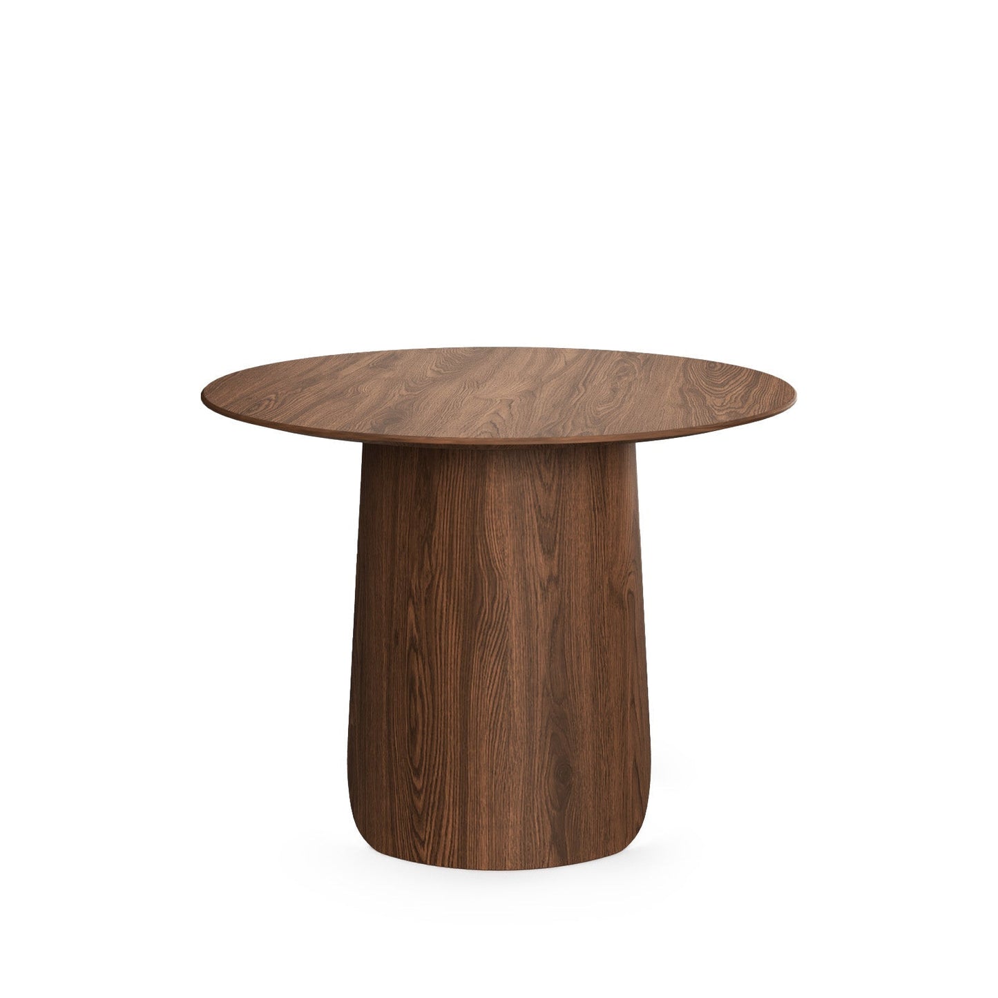 Contemporary Round Natural Oak Dining Table with Fluted Pedestal Base