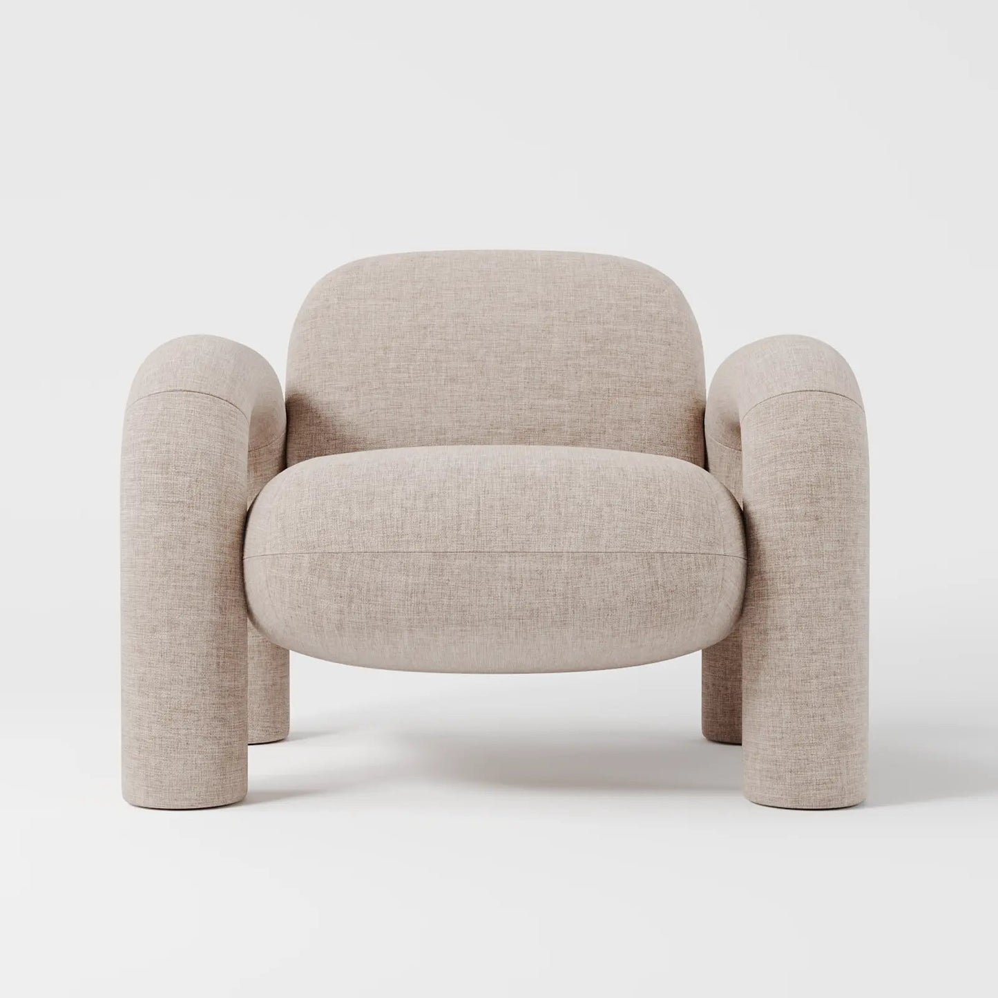 Modern Royal Blue Lounge Chair with Oversized Cylindrical Legs