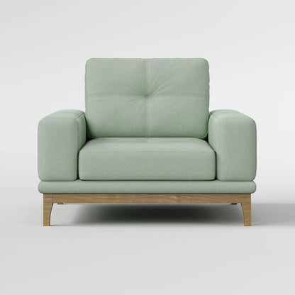 Contemporary Low-Profile Club Chair with Sculptural Wood Frame