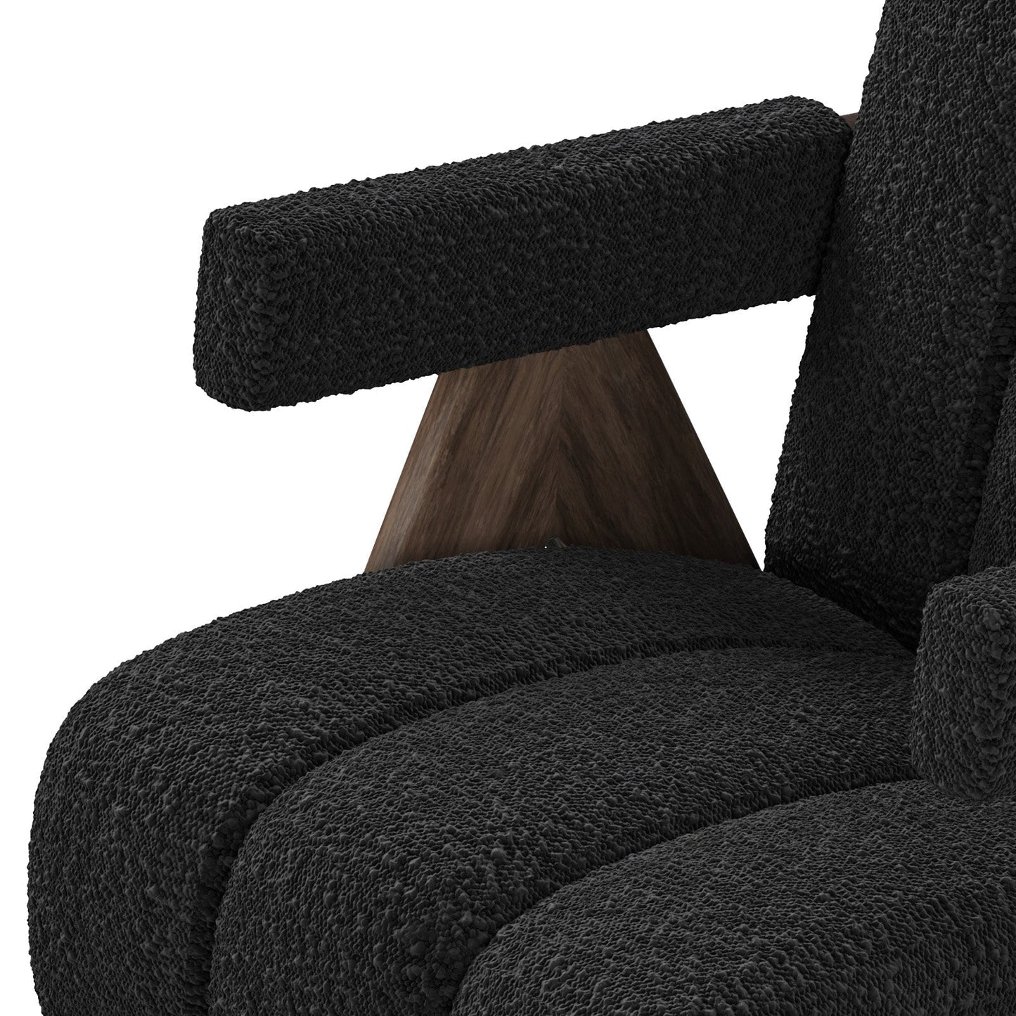 Sculptural Three-Panel Accent Chair with Tapered Walnut Legs