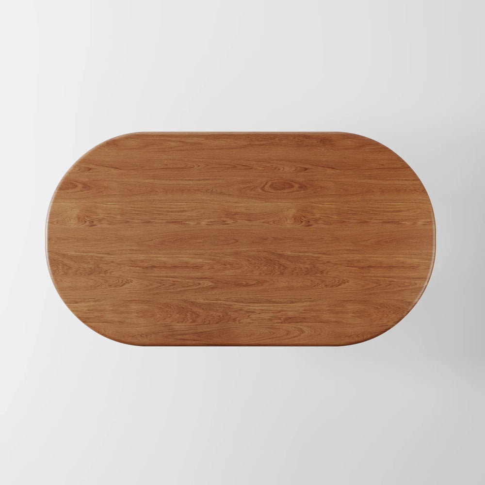 Contemporary Walnut Dining Table with Oversized Pillar Legs