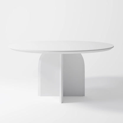 The Monolith Round Table: Modern Brutalist Centerpiece in Textured Grey Stone