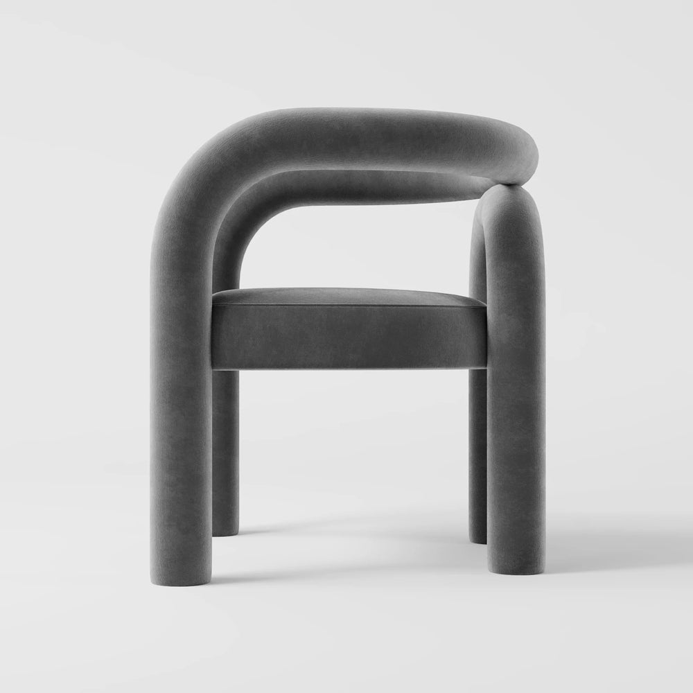 Minimalist Tubular Accent Chair with Geometric Support Silhouette