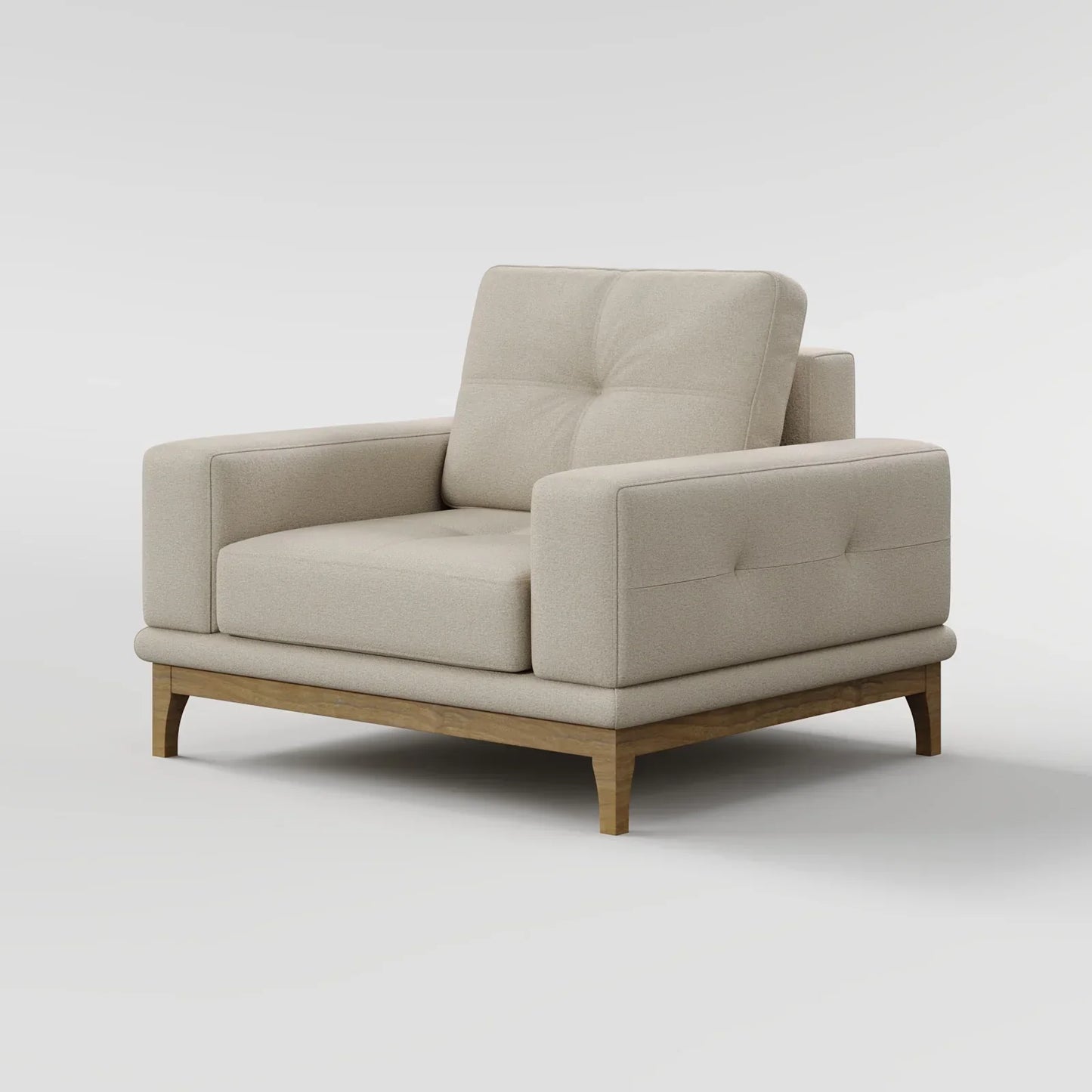 Contemporary Low-Profile Club Chair with Sculptural Wood Frame