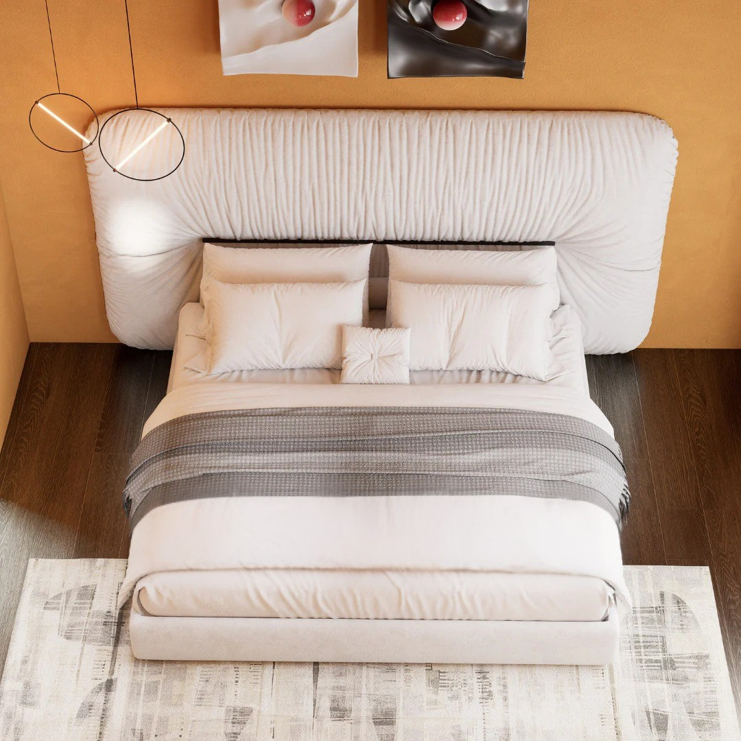 Solstice Pleated Velvet Grand Bed