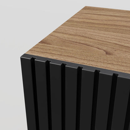 Mid-Century Modern Lowboard, Black & Natural Wood