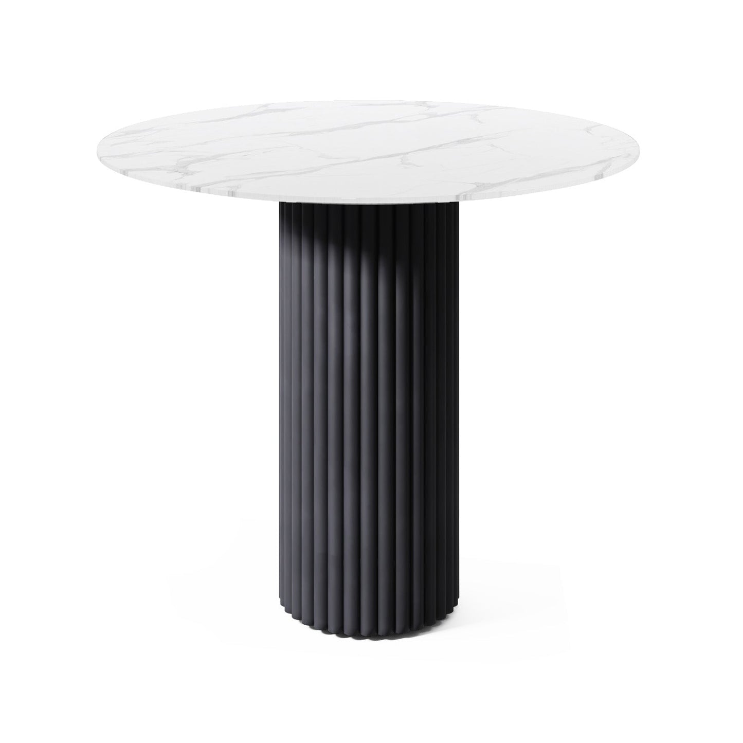 The Noir Ribbed Marble Table: Modern Sculptural Centerpiece with Vertical Texturing