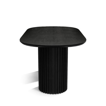 The Augustus Oval Table: Modern Architectural Centerpiece in Fluted Oak