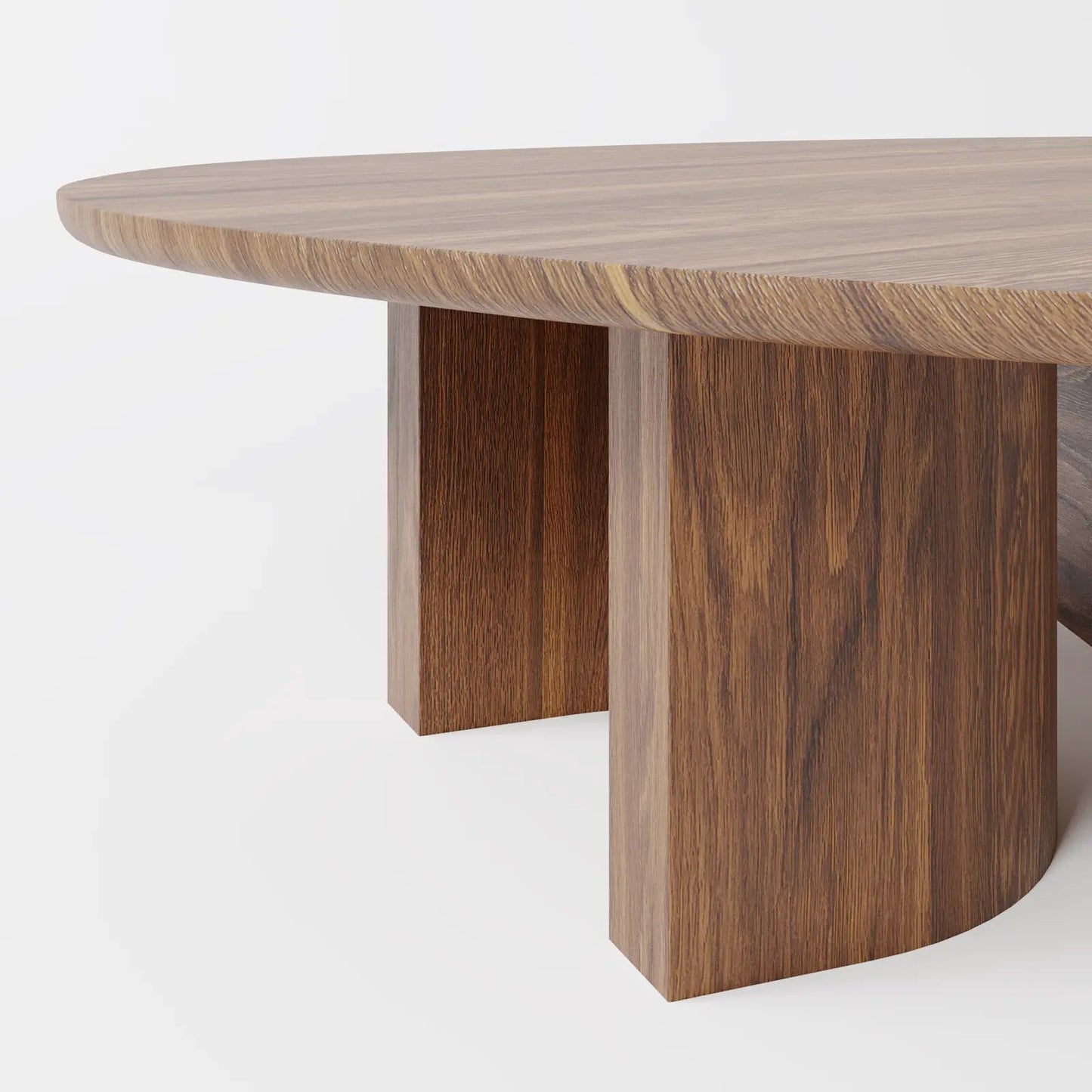 Contemporary Oval Marble Coffee Table with Asymmetrical Wood