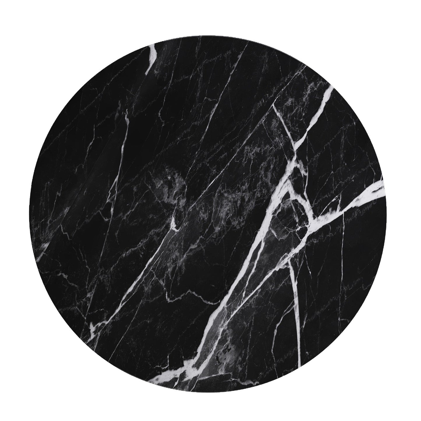 Contemporary Round Dark Grey Concrete Dining Table with Interlocking Arch Base