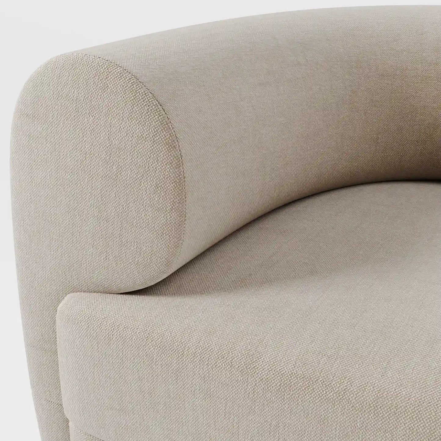 Organic Modern White Bouclé Armchair with Sculptural Wood Base