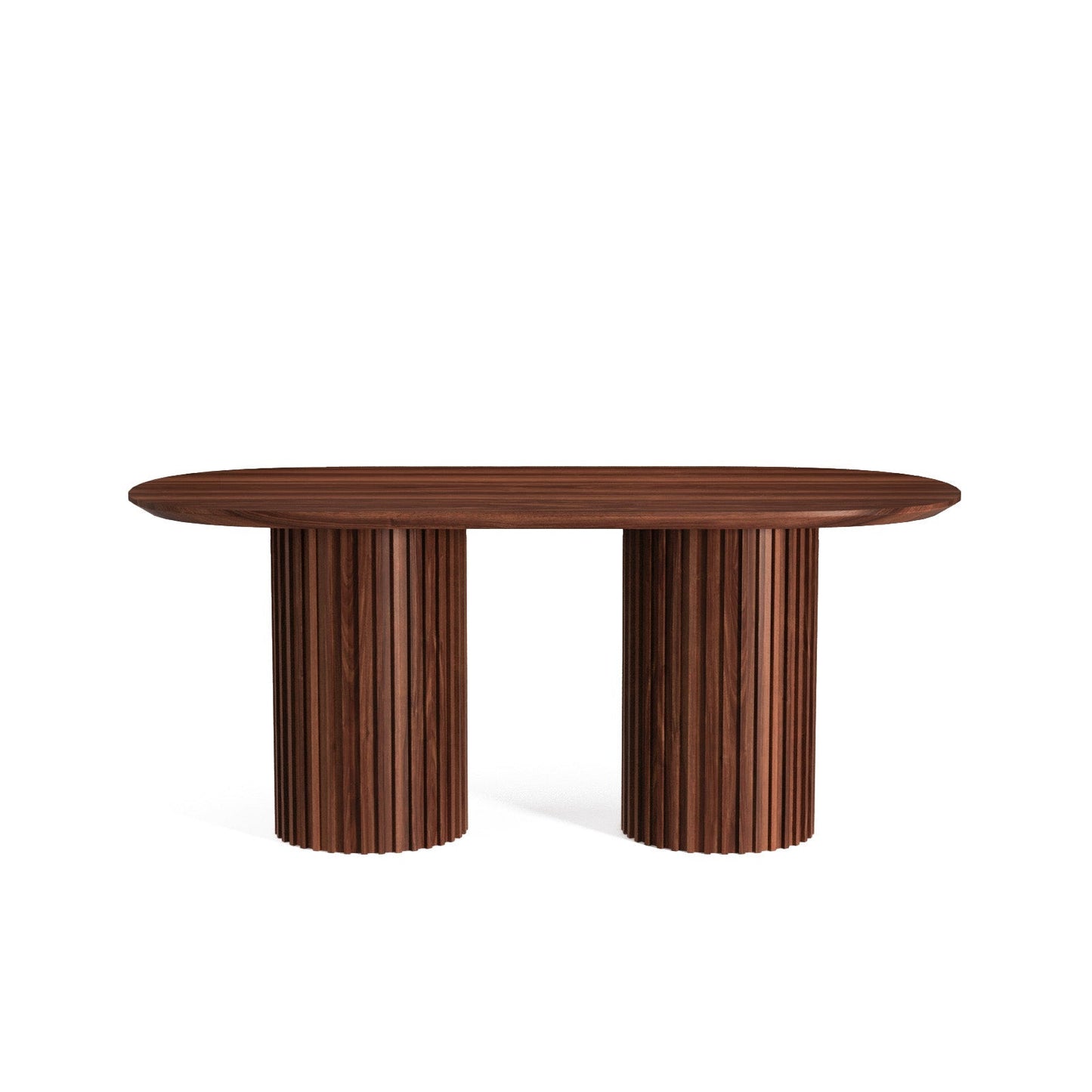 The Augustus Oval Table: Modern Architectural Centerpiece in Fluted Oak