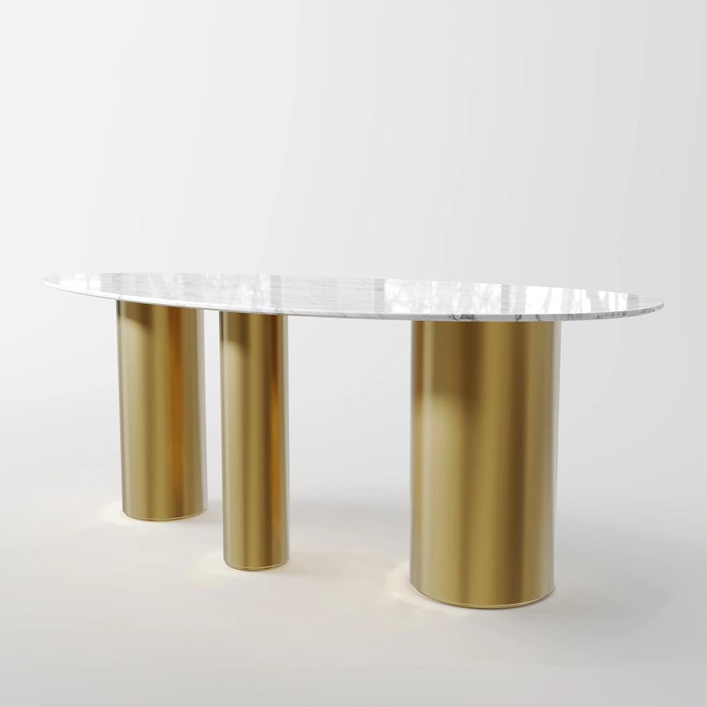 The Cone-Base Marble Table: Modern Sculptural Centerpiece with Conical Support