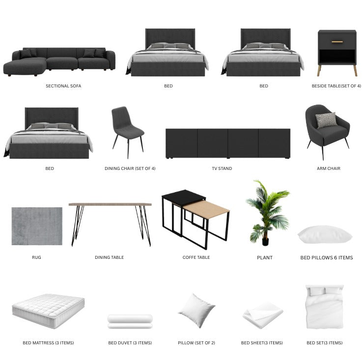 Gray/3-Bedroom37Items