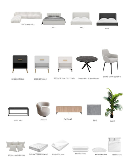 White/3-Bedroom/36Items