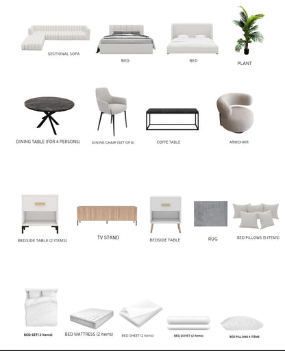 White/2-Bedroom/28Items