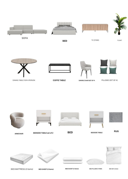 White/2-Bedroom/28Items