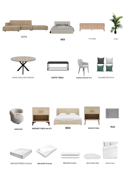 Beige/2-Bedroom/28Items