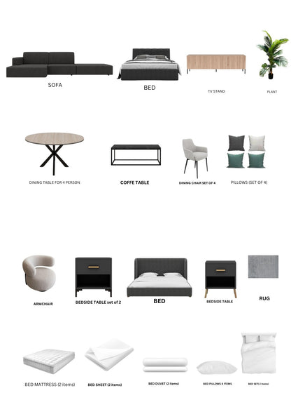 Gray/2-Bedroom/28Items