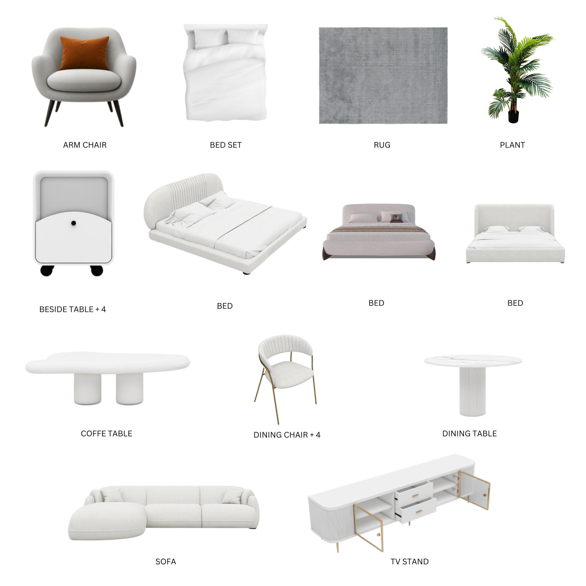 White/3Bedroom/37Items