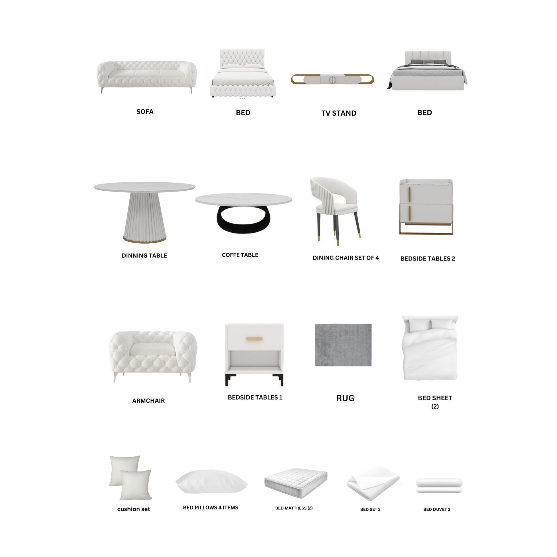 White/2-Bedroom29Items