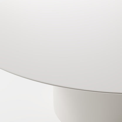 The Alabaster Bistro: Minimalist Round Table with Tapered Geometric Support