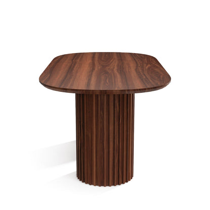 The Augustus Oval Table: Modern Architectural Centerpiece in Fluted Oak
