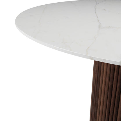 The Carrara Bistro: Modern Round Table with Textured Onyx Column