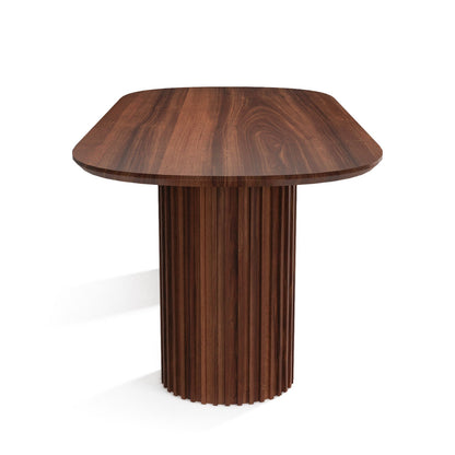 The Augustus Oval Table: Modern Architectural Centerpiece in Fluted Oak