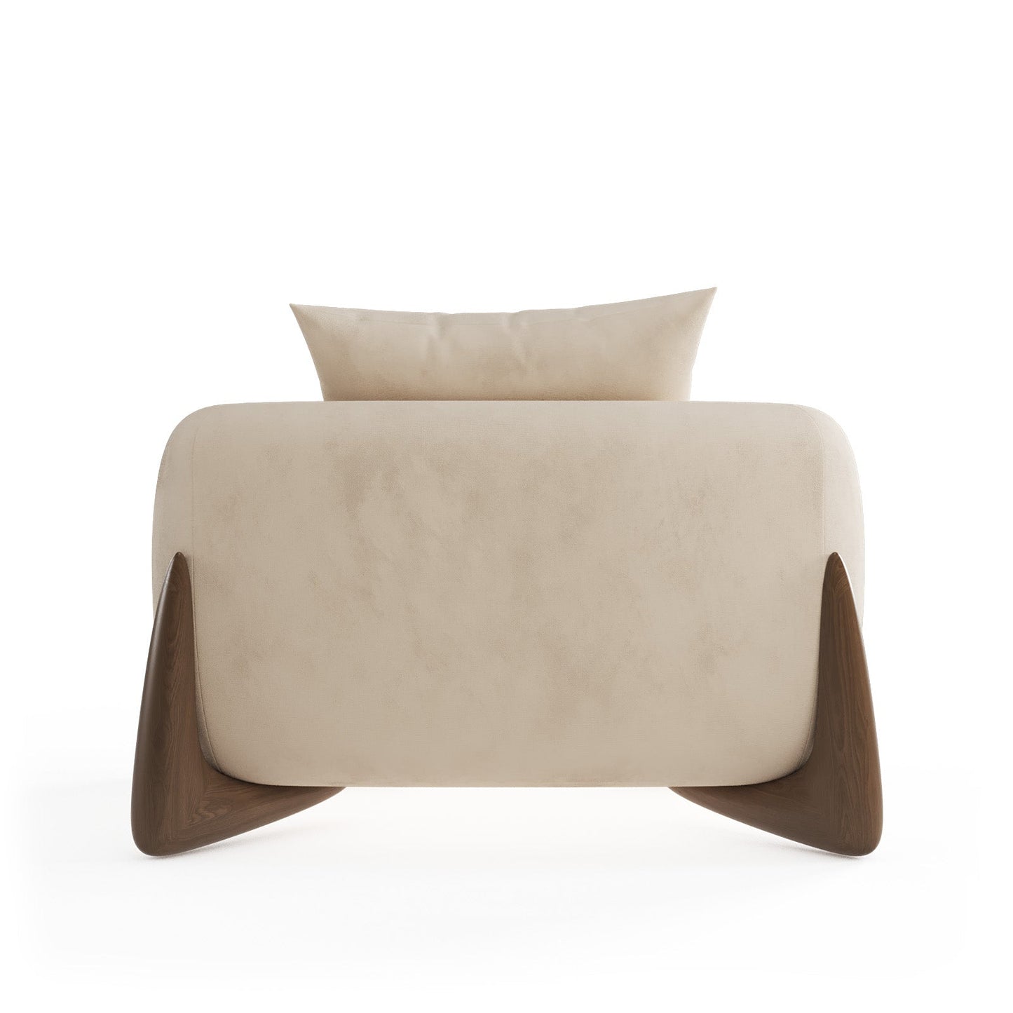 Architectural White Bouclé Accent Chair with Solid Wood Sled Frame