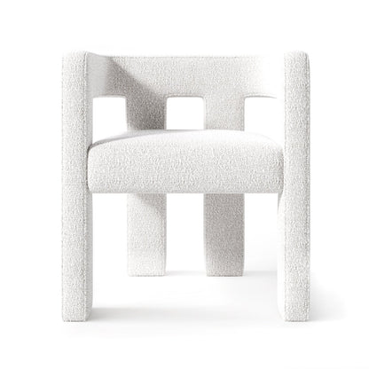 Modern Linear Accent Chair with Sculptural Pillar Frame