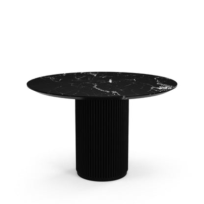 The Carrara Bistro: Modern Round Table with Textured Onyx Column