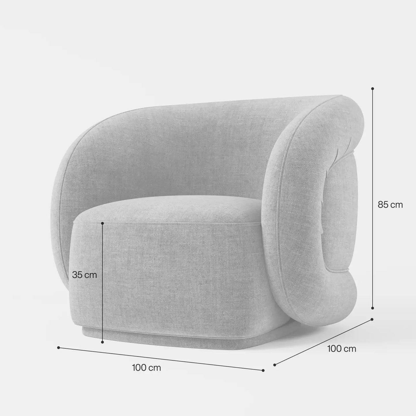 The Serene Lounge: Modern Integrated Armchair in Ivory Texture