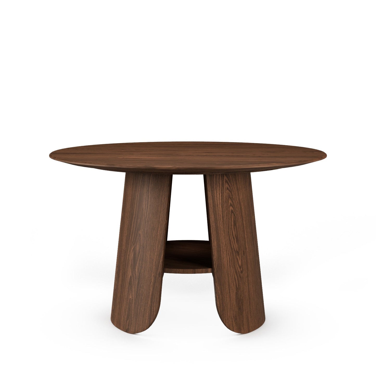 Contemporary Round Natural Oak Dining Table with Fluted Pedestal Base