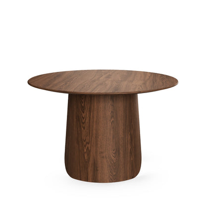 Contemporary Round Natural Oak Dining Table with Fluted Pedestal Base
