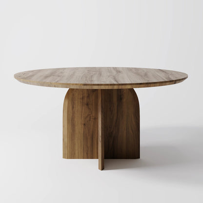 The Monolith Round Table: Modern Brutalist Centerpiece in Textured Grey Stone