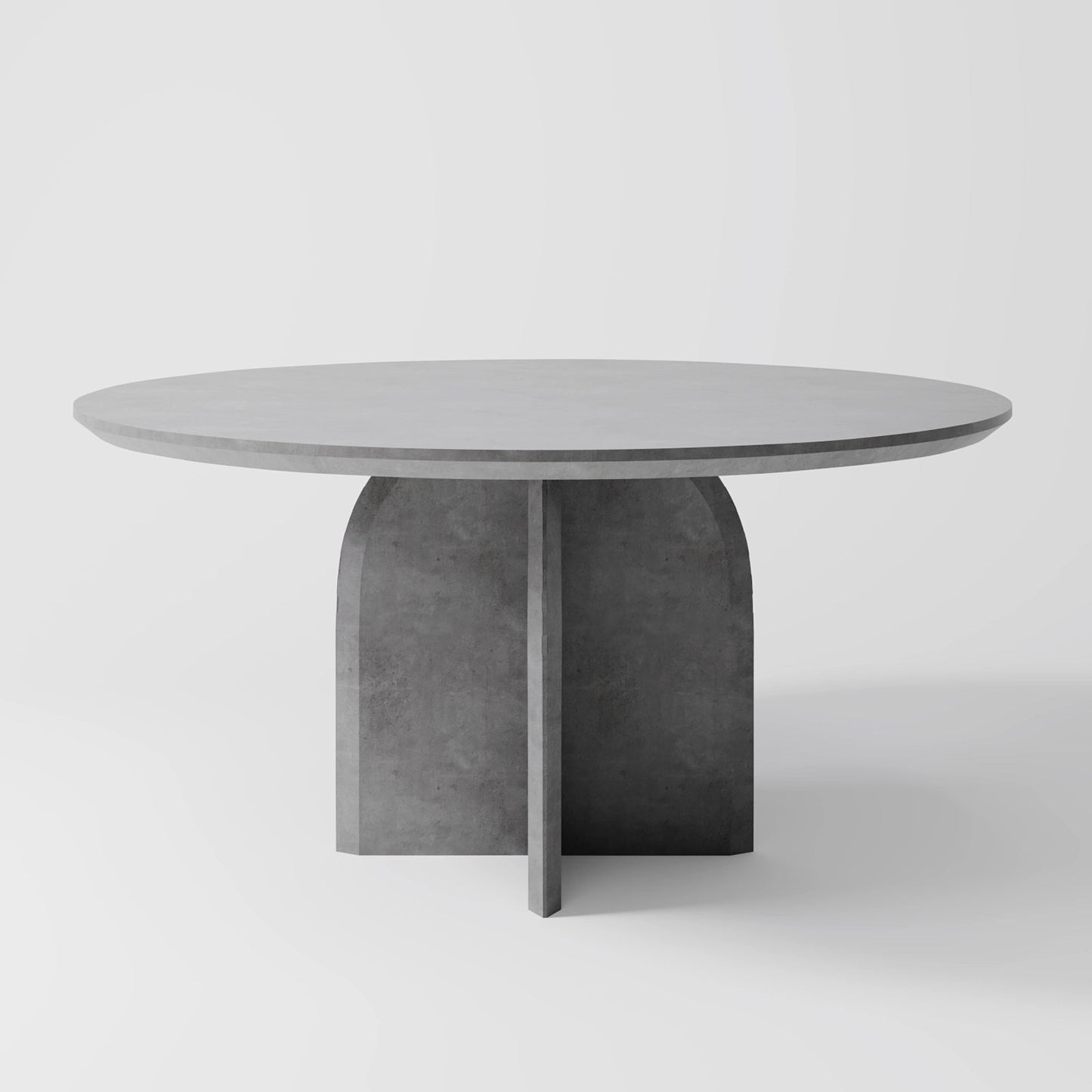 The Monolith Round Table: Modern Brutalist Centerpiece in Textured Grey Stone