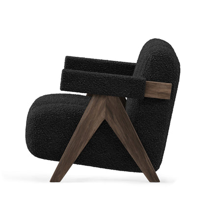 Sculptural Three-Panel Accent Chair with Tapered Walnut Legs