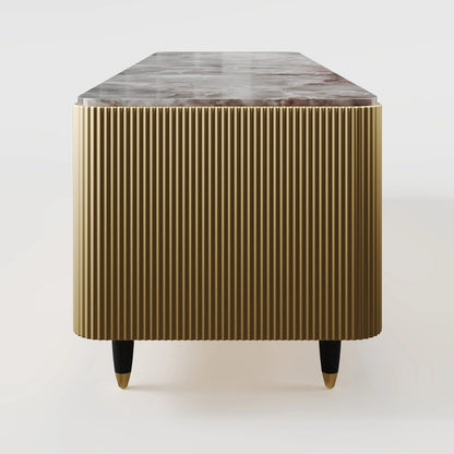 The Regent Console: Premium Brass and Stone Cabinet